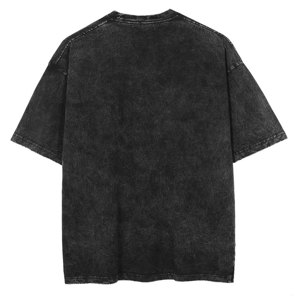Hip Hop Oversized Washed G-O-K-U Anime T-shirts Men Black Vintage