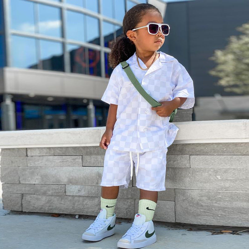 Kids Premium Resort Checkered Shirt and Shorts 2-Piece Co-ord Set