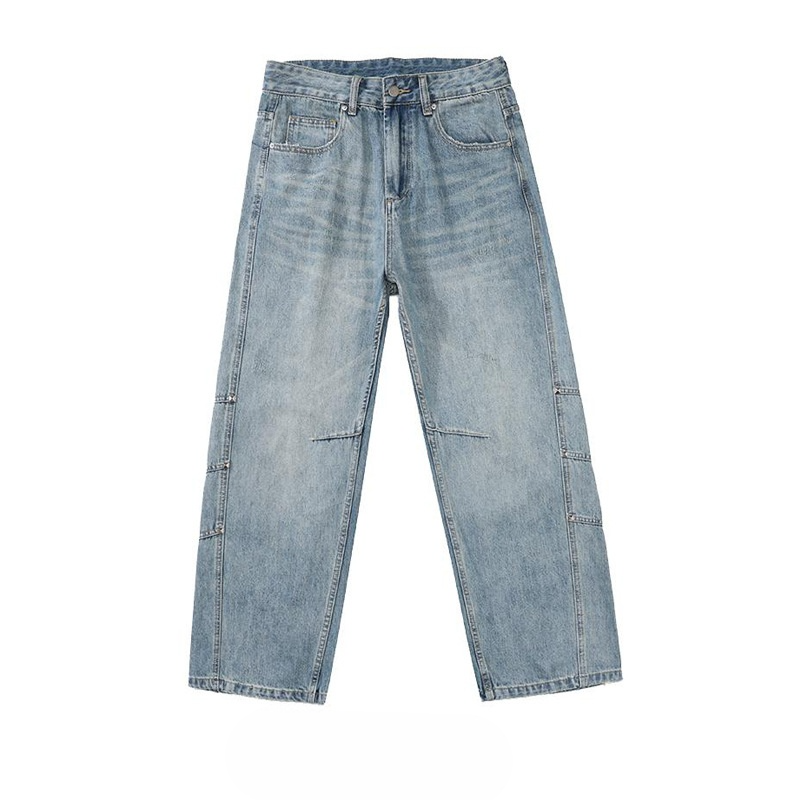 Premium Paneled Wide-Leg Denim Carpenter Pants
