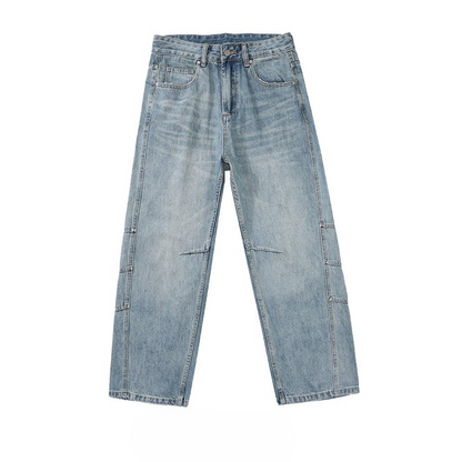 Premium Paneled Wide-Leg Denim Carpenter Pants