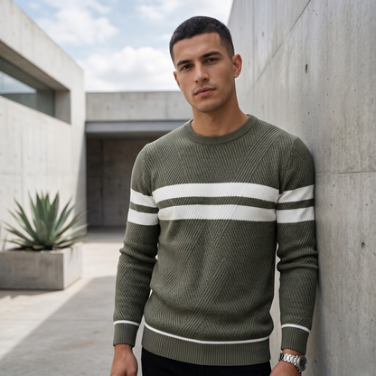 Men’s Geometric Textured Knit Pullover