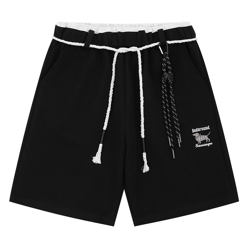 Cotton Short with Custom Braided Rope Belt