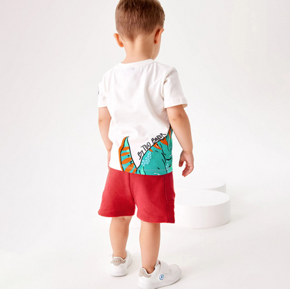 Kids Premium Cotton Dinosaur Graphic Tee and Shorts 2-Piece Outfit Set