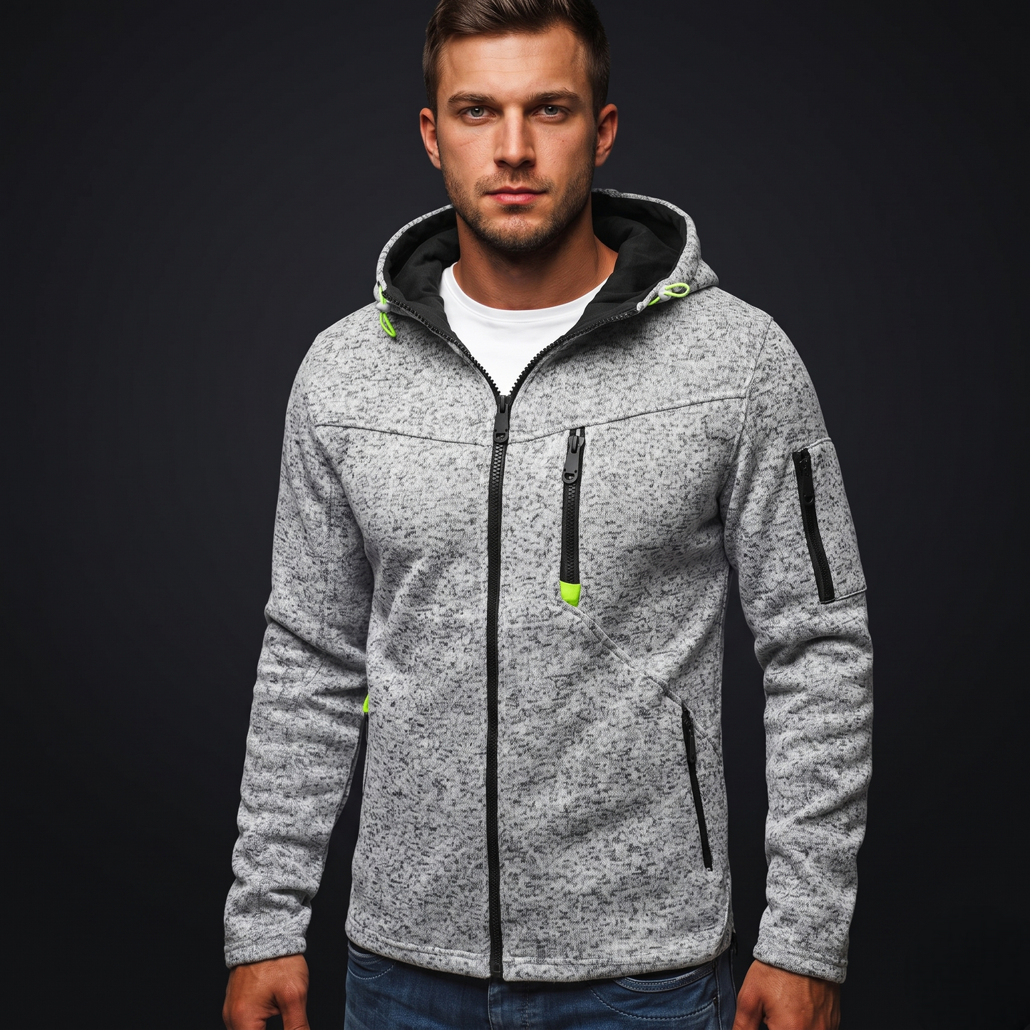 Men's Performance Technical Full-Zip Hoodie - Optimized Stretch & Secure Pockets