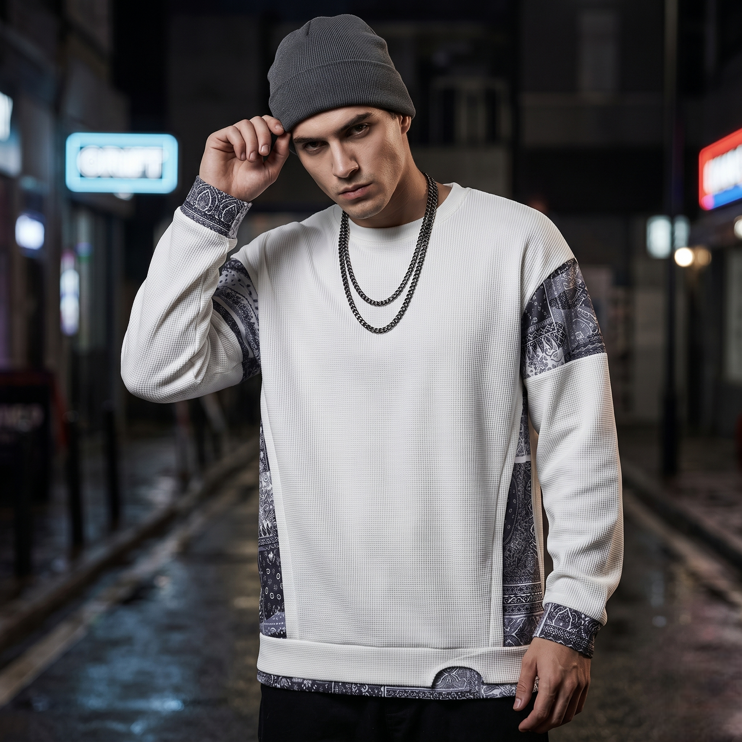 Modular Paisley-Panel Sweatshirt