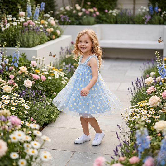 Cotton-Lined Tiered Tulle Twirl Dress for Girls
