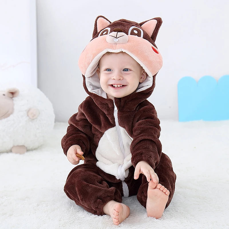 Cozy Toddler Animal Hooded Jumpsuit Romper