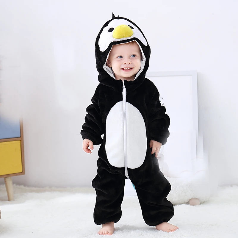 Cozy Toddler Animal Hooded Jumpsuit Romper