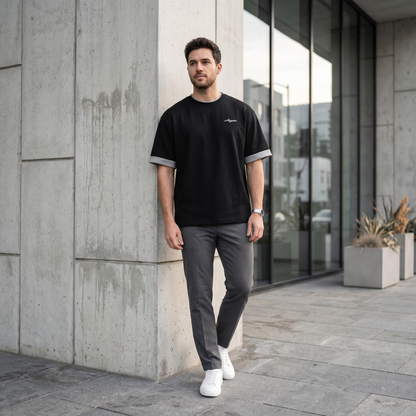 Urban Streetwear Contrast Sleeve Oversized T-Shirt